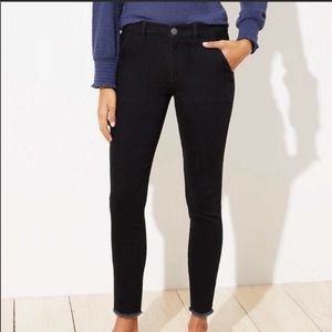 💙 LOFT Skinny Utility Frayed Black Skinny Jeans 6
